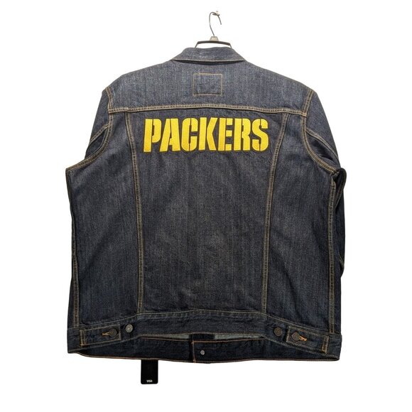 Levis Mens NFL Green Bay Packers Navy Blue Denim Jean Trucker Jacket 3XL NWT NOS